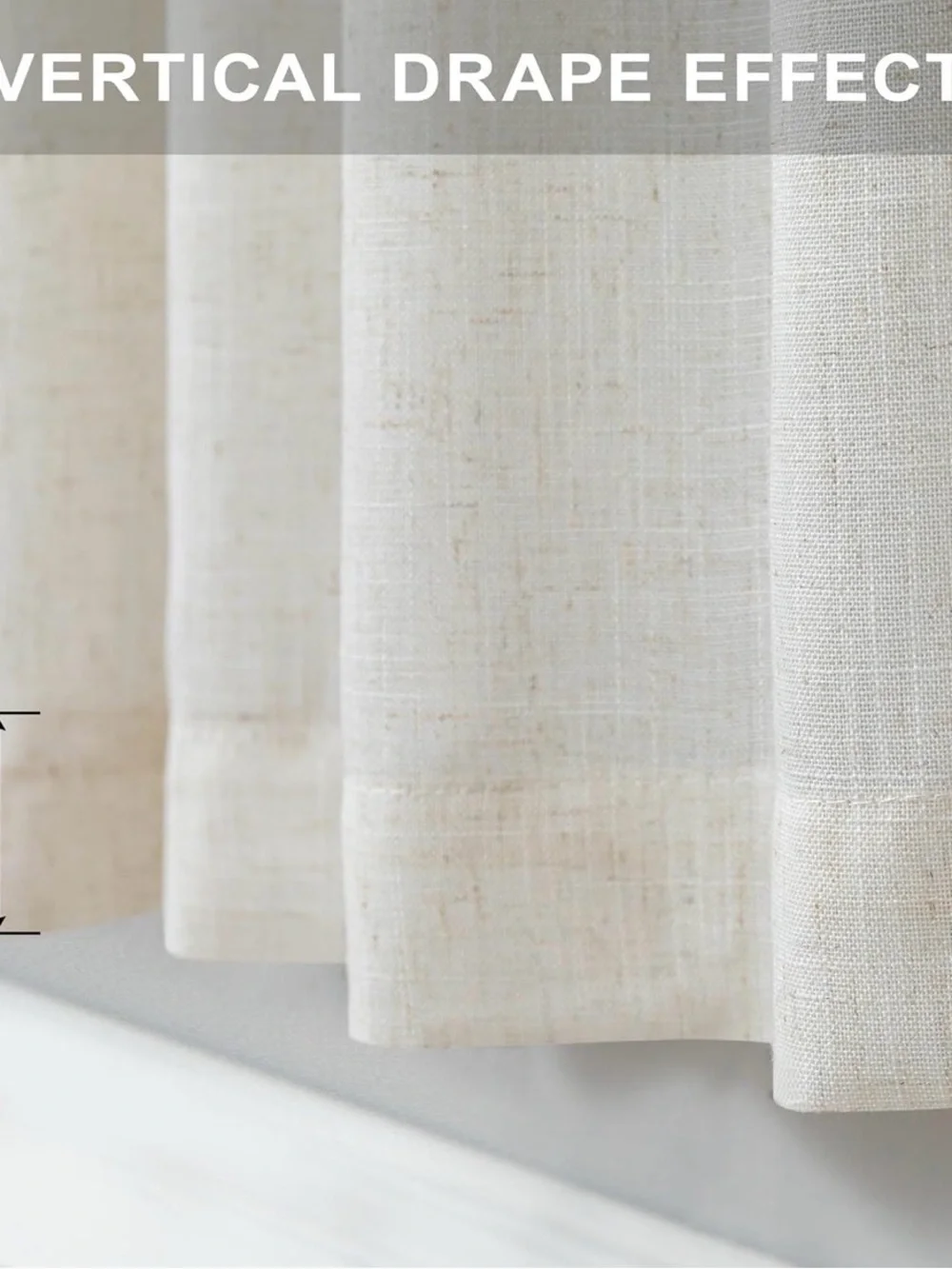 New Pitalk back tab linen blend sheer Curtains Natural 60X90In Long 2 Panels